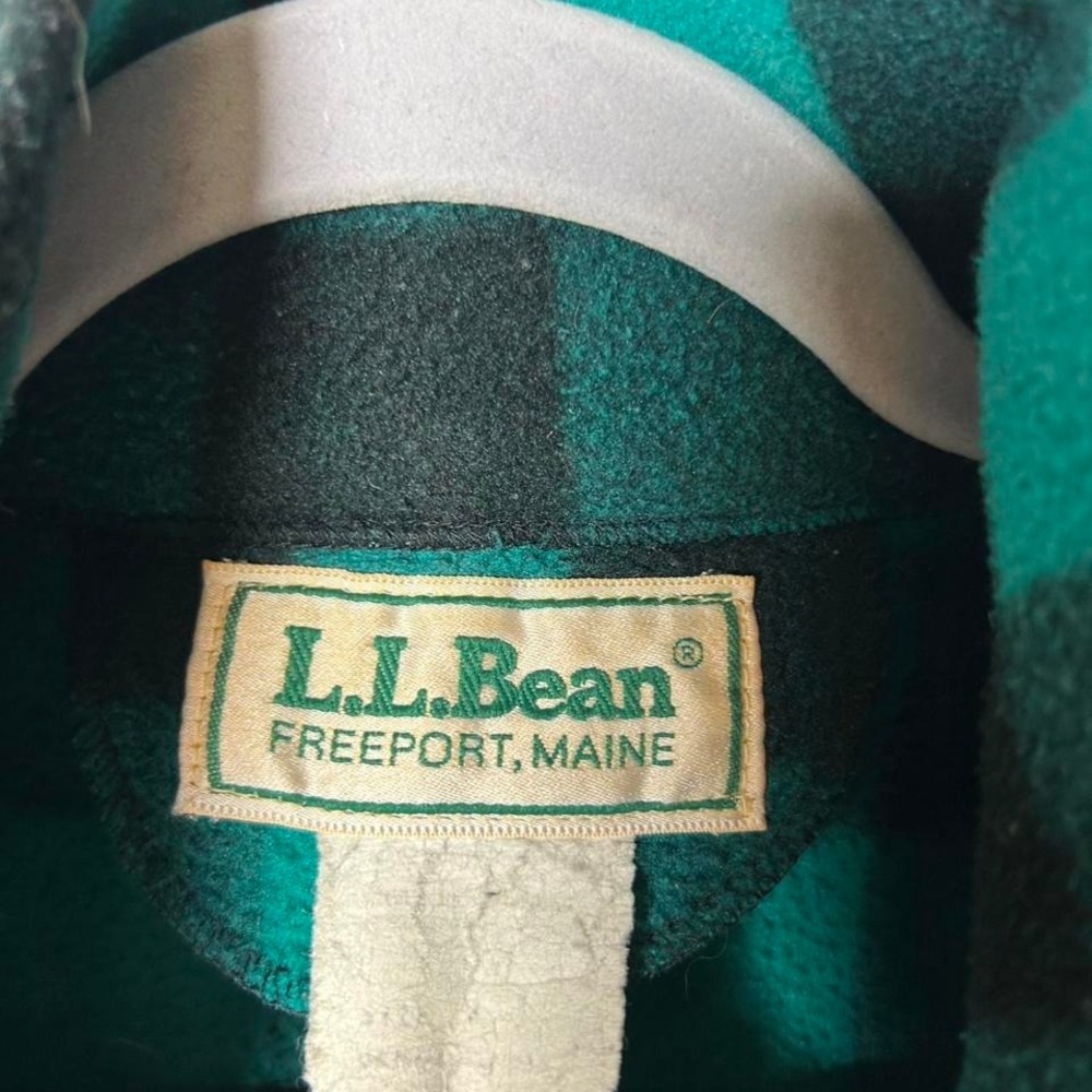 Vintage LL BEAN Blue Buffalo Plaid Fleece Jacket Mens Medium Rare - Picture 3 of 3